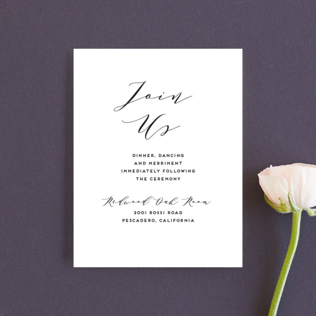 "Elegant Monogram" - Reception Cards in Tuxedo by Simona Camp - Front