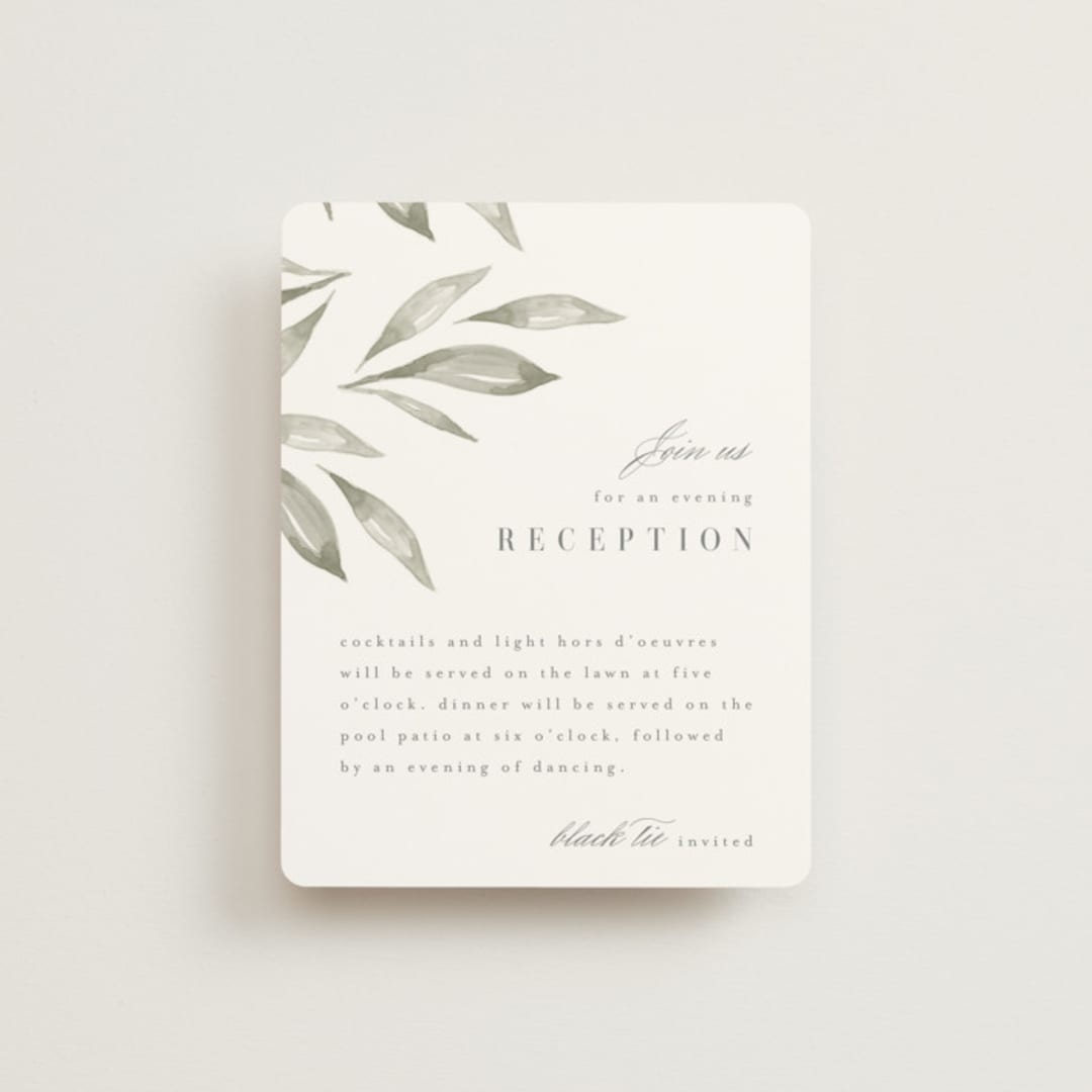 "Whispered Leaves" - Reception Cards in Leaf by Kristie Kern - Front
