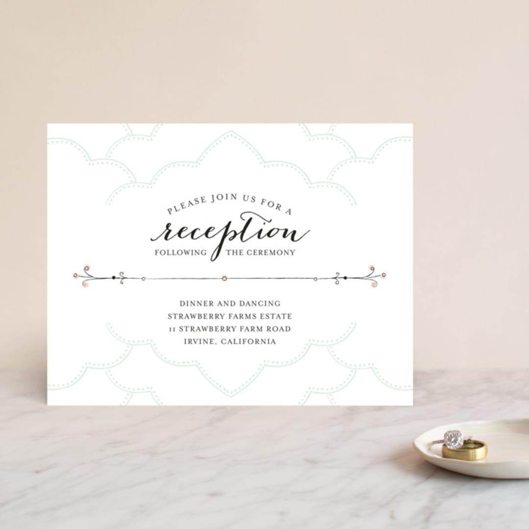 "Striped Sweet Nothings" - Reception Cards in Romantic by Tanya Lee of Frooted Design - Front