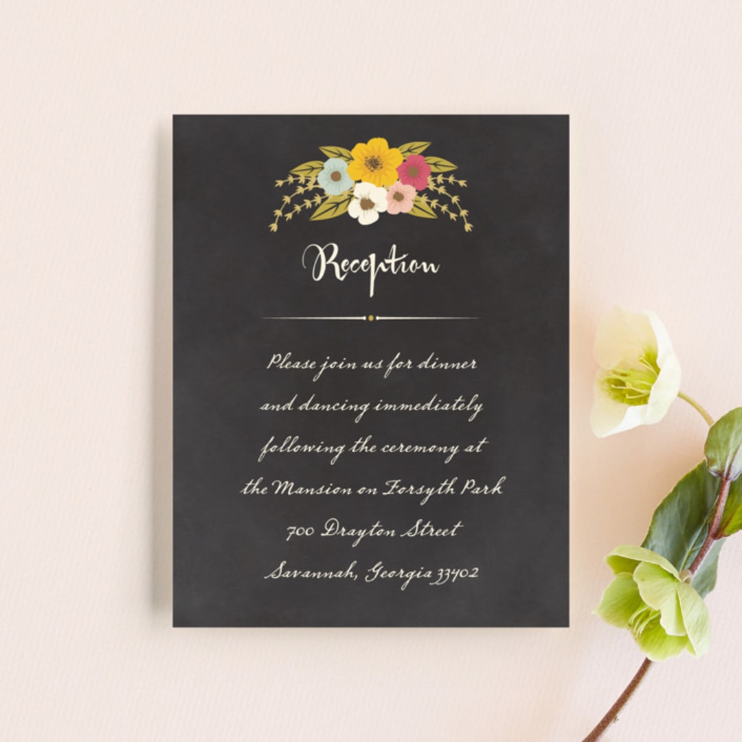 "Plentiful Blossoms" - Reception Cards in Soft Peach by Faith Harlow - Front