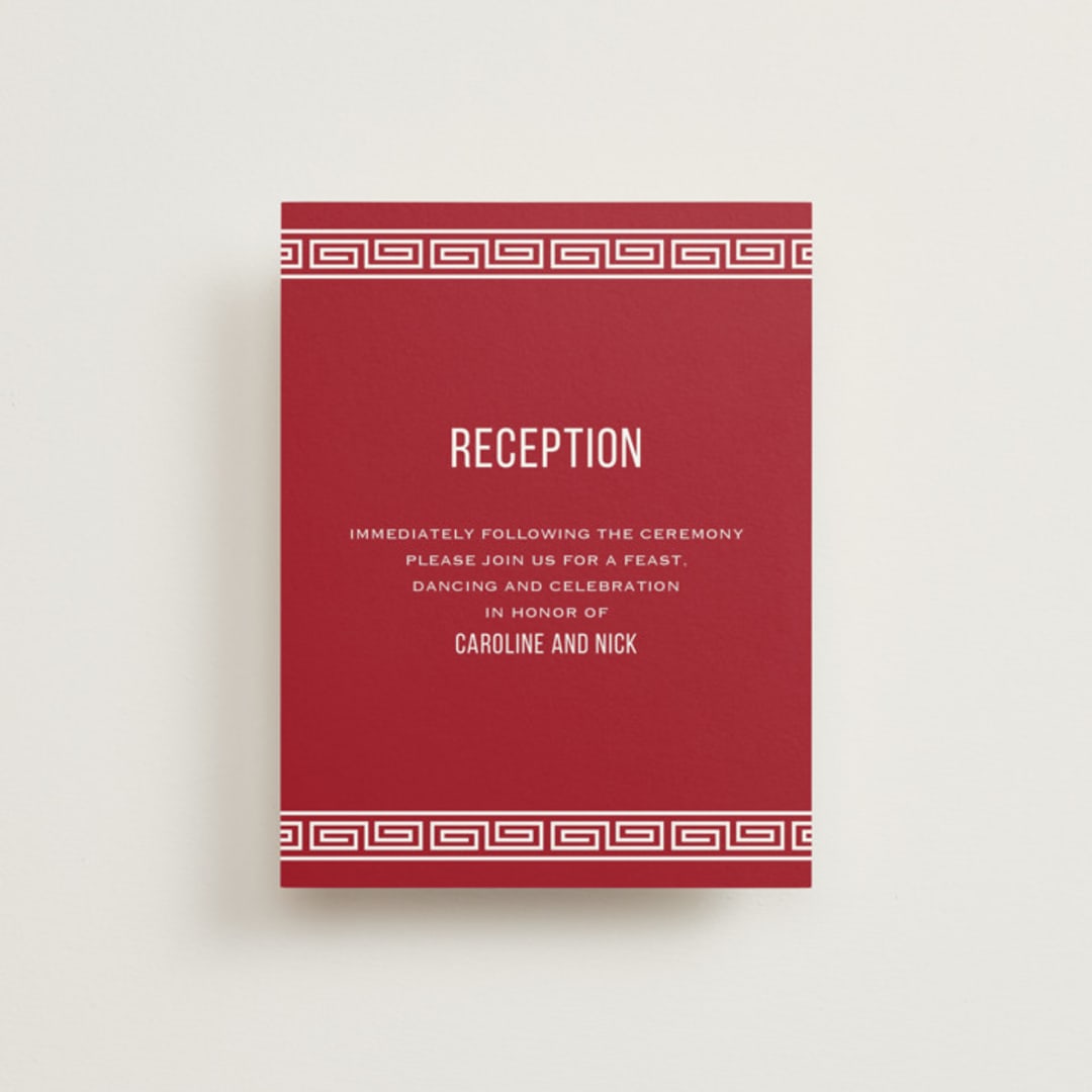"Double Happiness Seal" - Reception Cards in Carmine by Lori James - Front