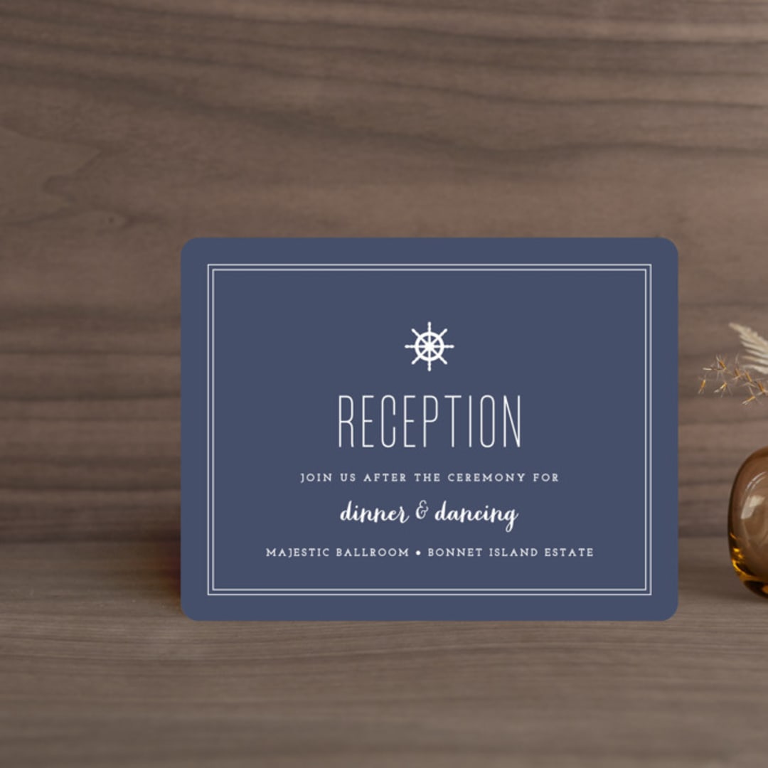 "Down by the Sea" - Reception Cards in Marine by Sandra Picco Design - Front