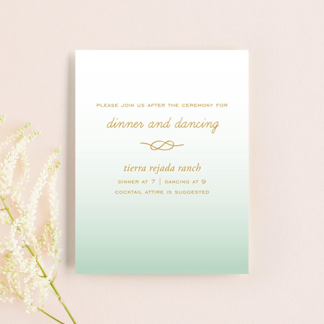 "Simple Knot" - Reception Cards in Mint by SimpleTe Design - Front
