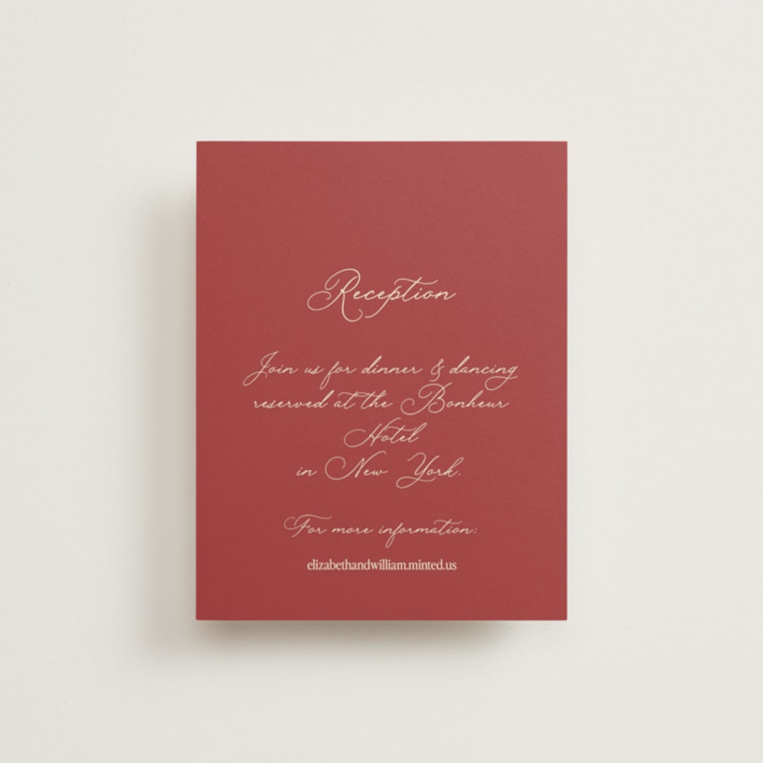 "Elizabeth" - Reception Cards in Burgundy by Helena Vitto - Front