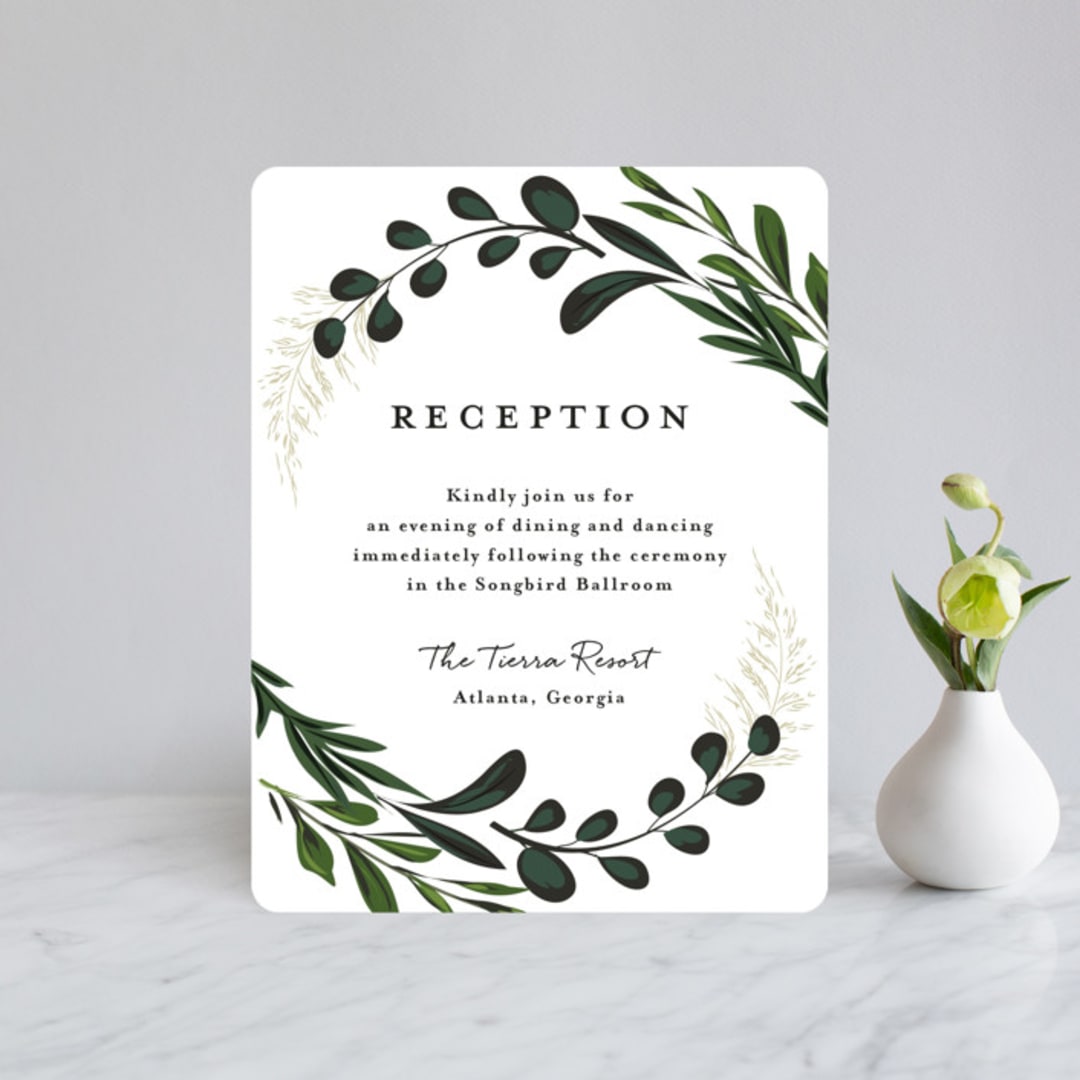 "Agave & Greens" - Reception Cards in Ivory by Susan Moyal - Front