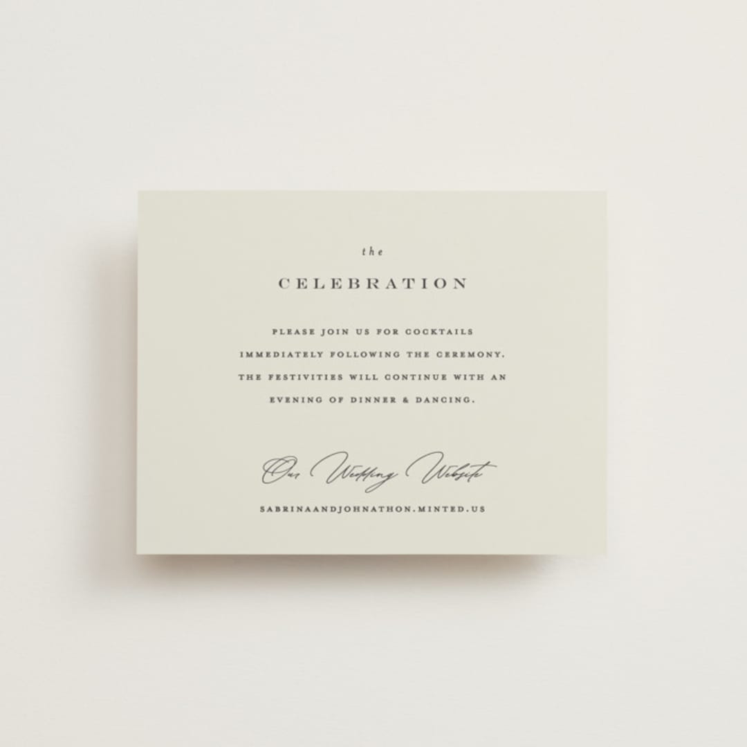 "Softly Swept" - Reception Cards in Ivory by Carolyn Nicks - Front