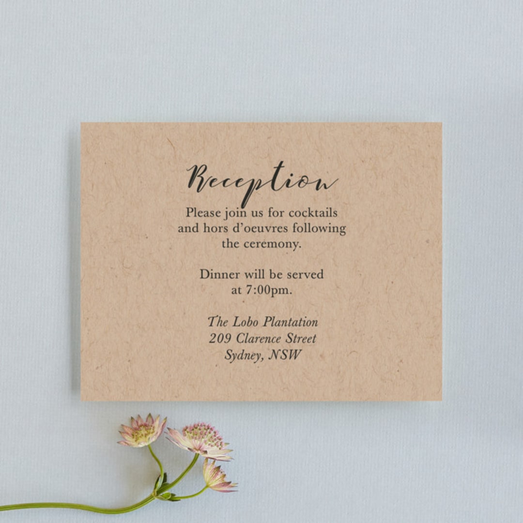 "Wedding Stamp" - Reception Cards in Kraft by Hudson meet Rose - Front