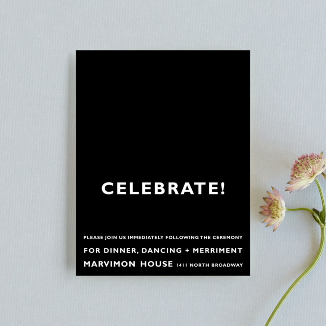 "Desenfadado" - Reception Cards in Black by Aspacia Kusulas - Front