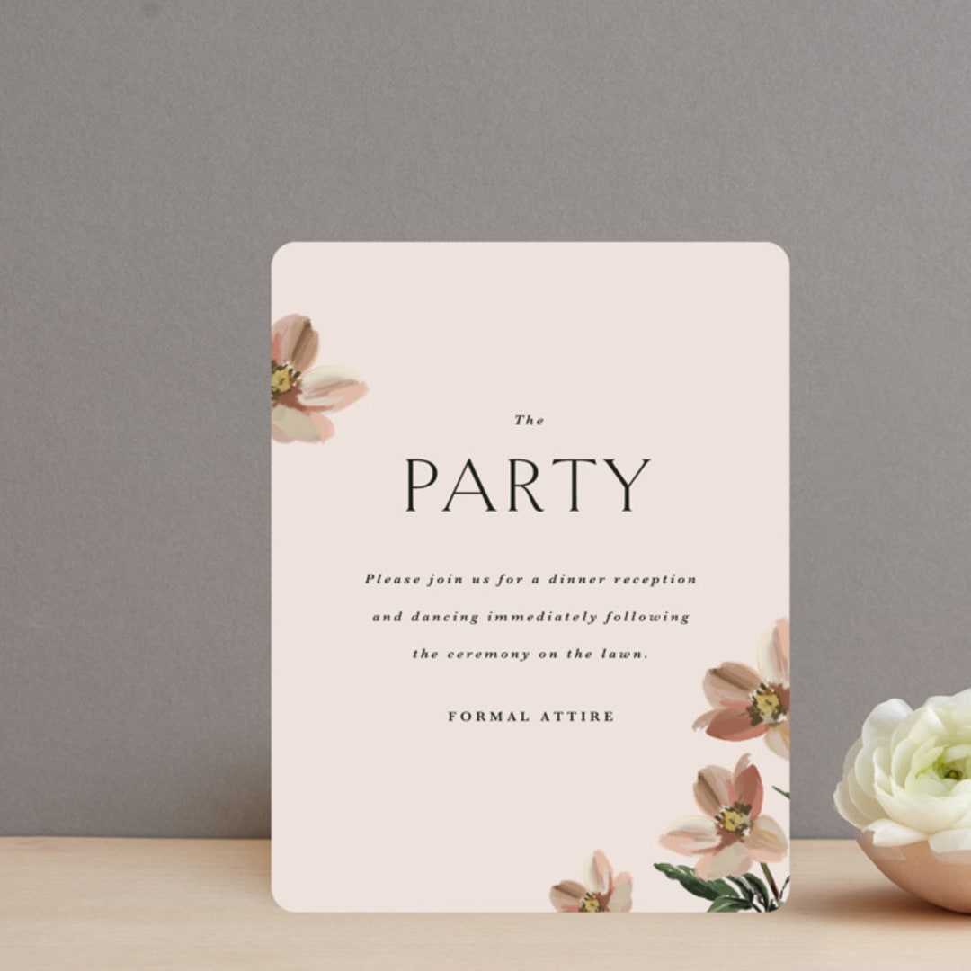 "Halcyon" - Reception Cards in Dove by Olivia Kanaley Inman - Front