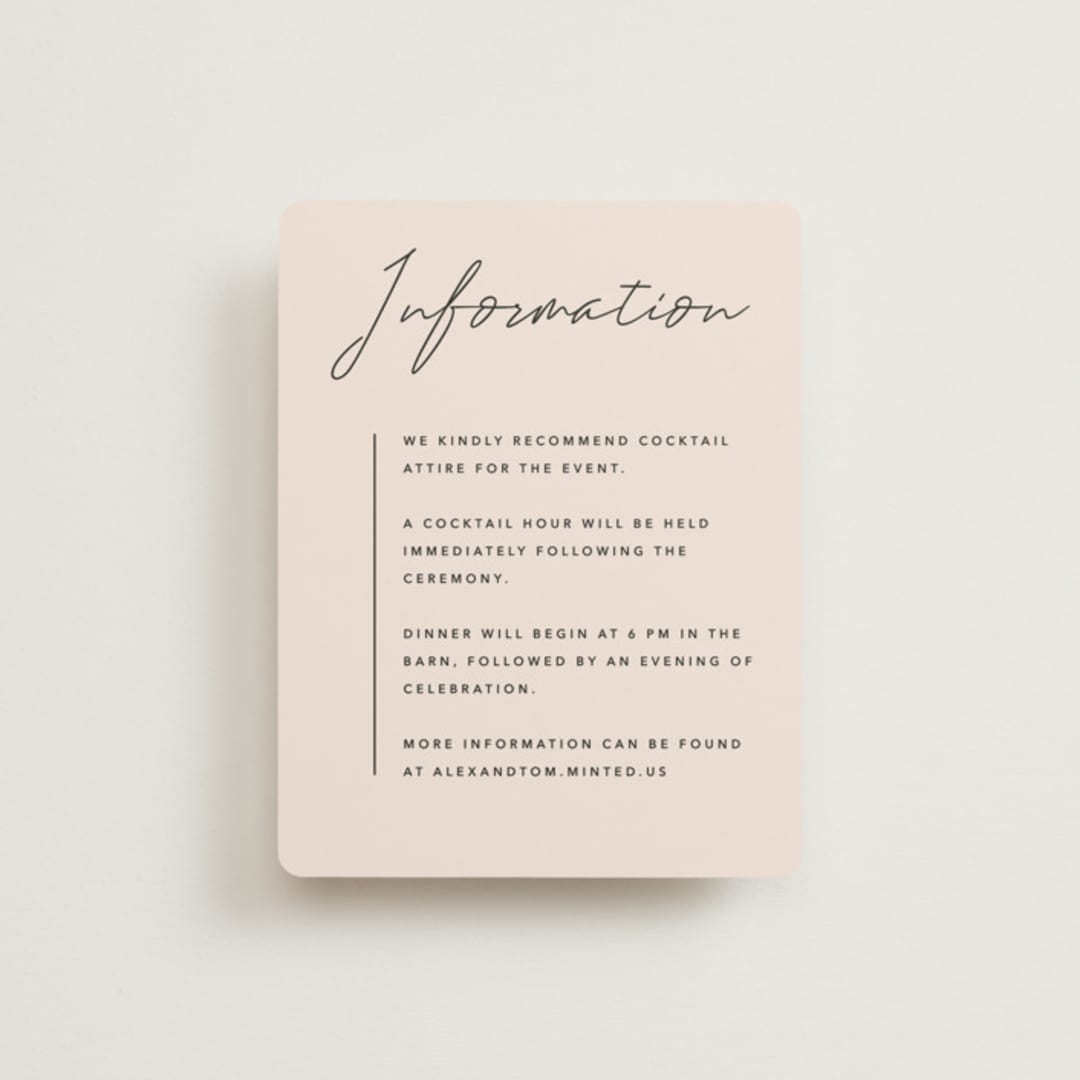 "Aesthetic" - Reception Cards in Blush by Liz Conley - Front