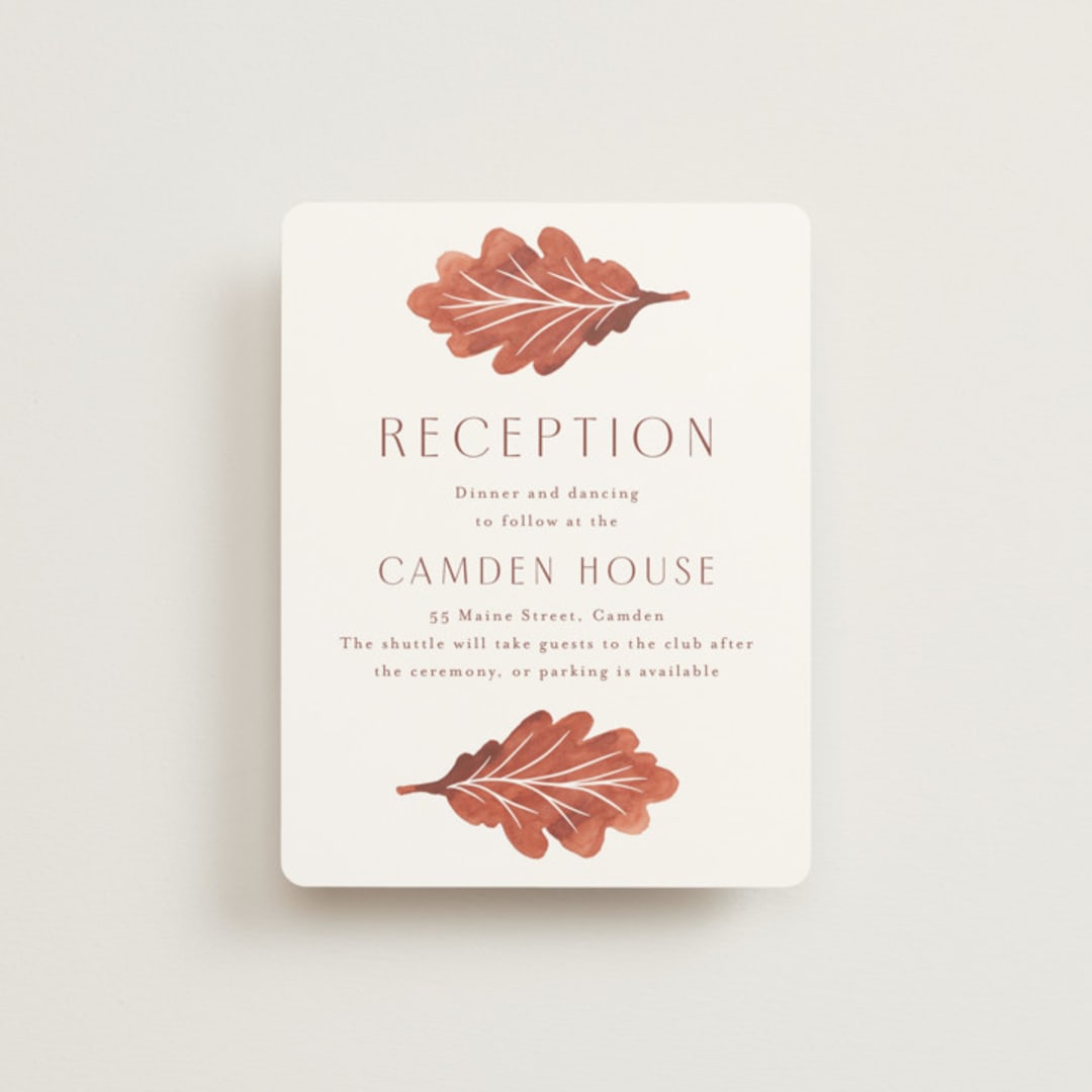 "Watercolor Fallen Leaves" - Reception Cards in Copper by Katharine Watson - Front