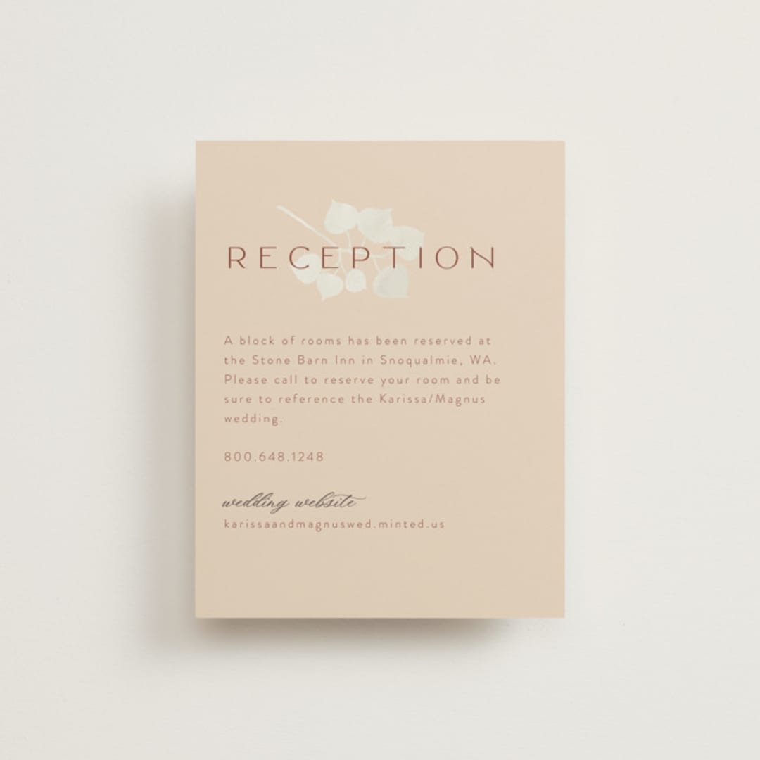 "Leaf Cascade" - Reception Cards in Latte by Alethea and Ruth - Front