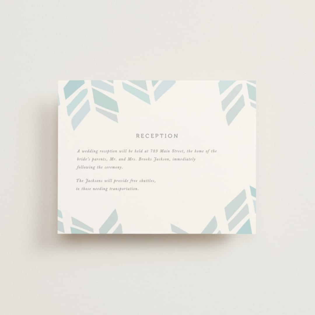"Arrow Head" - Reception Cards in Sky by Erin Hodges - Front