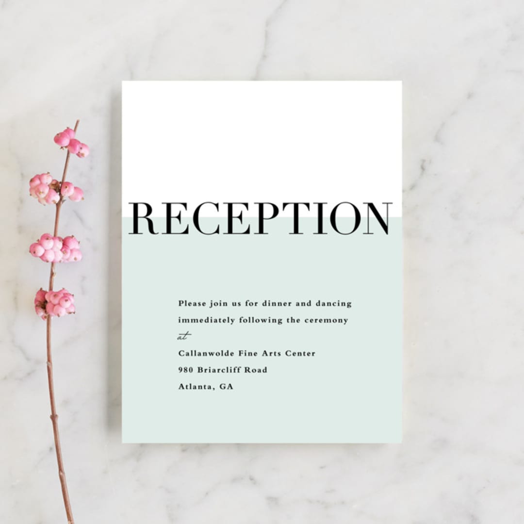 "So Fresh" - Reception Cards in Mint by Stacey Meacham - Front