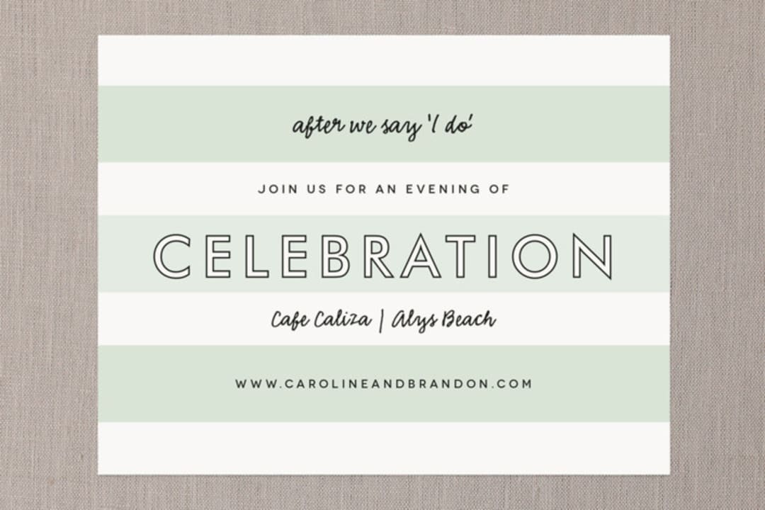 "Read Between the Lines" - Reception Cards in Ombre Mint by Lauren Chism - Front