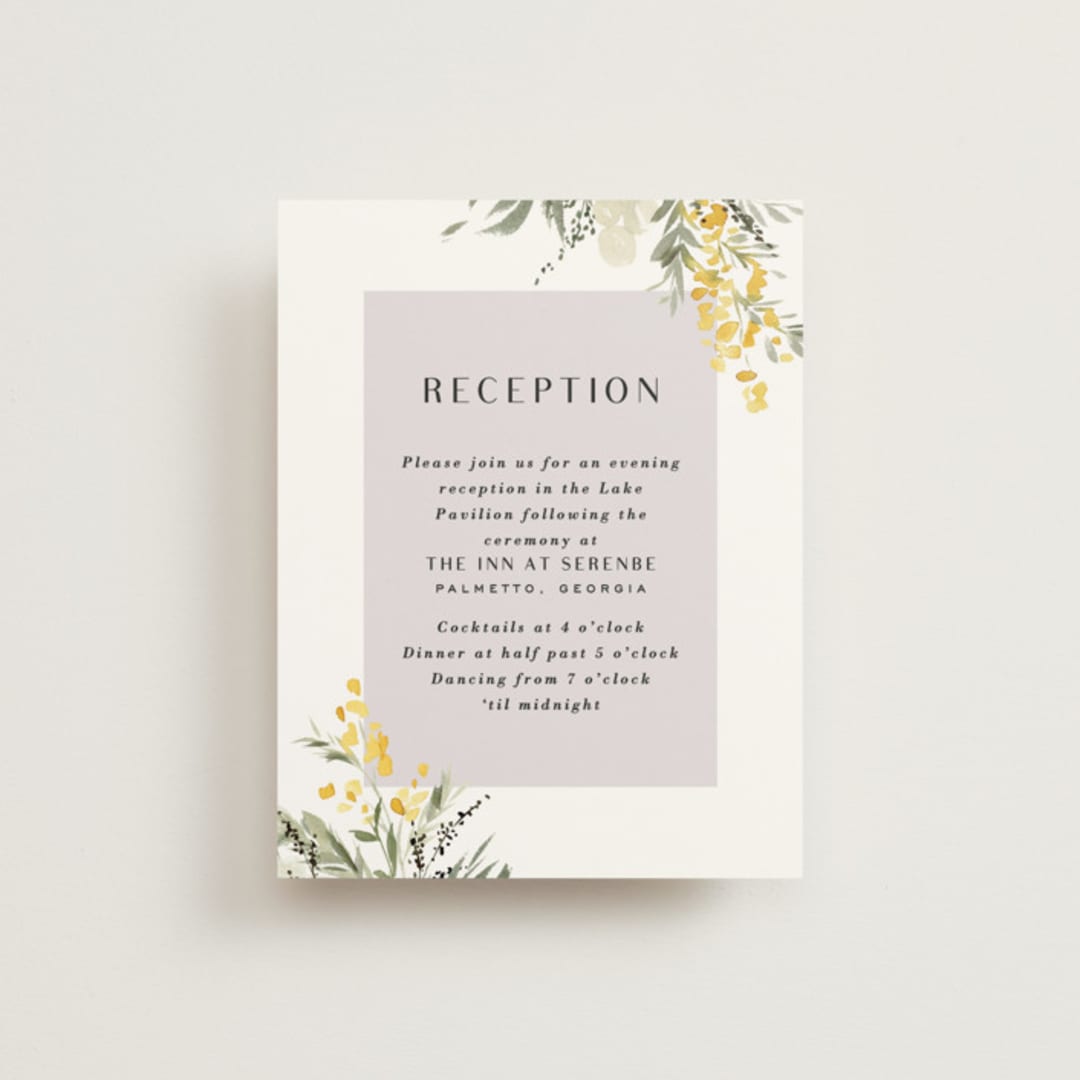 "mimosa" - Reception Cards in Dandelion by Everett Paper Goods - Front