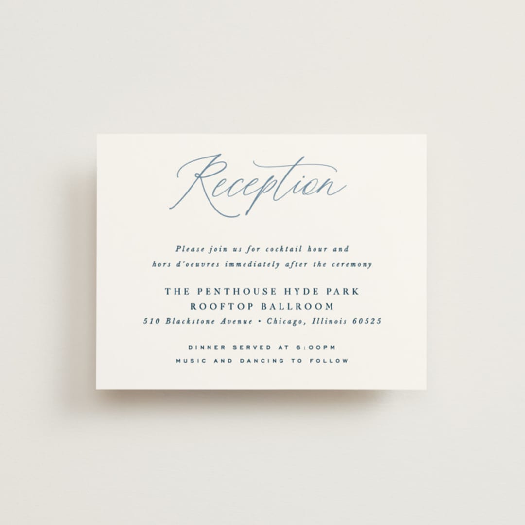 "Modern Romance" - Reception Cards in Navy by Hooray Creative - Front