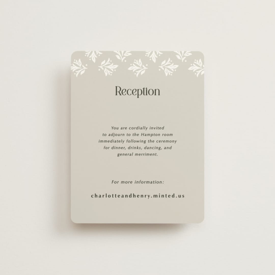 "Litterateur" - Reception Cards in Natural by Karen Glenn - Front
