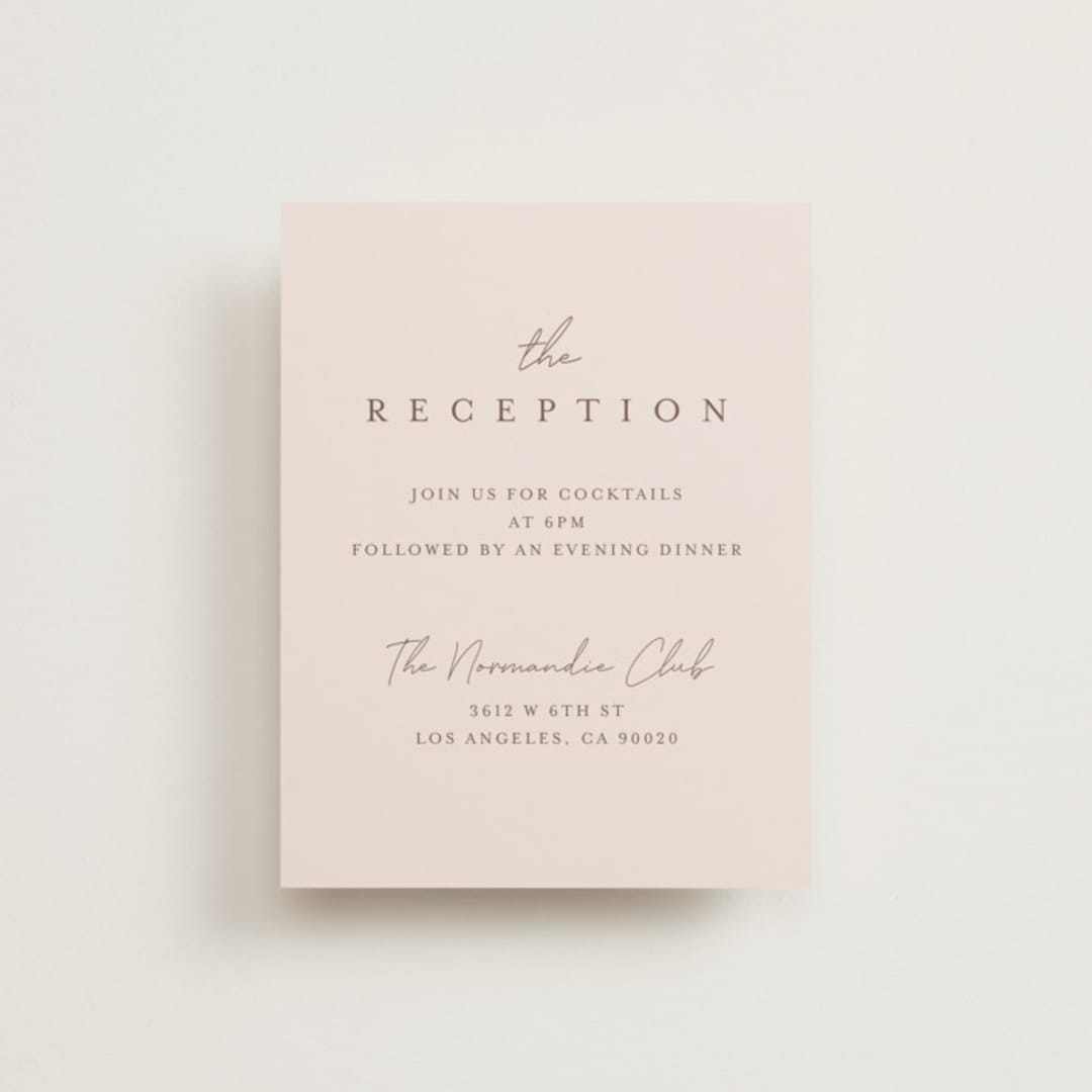 "Delicate brushstrokes" - Reception Cards in Blush by Lucrecia Caporale - Front