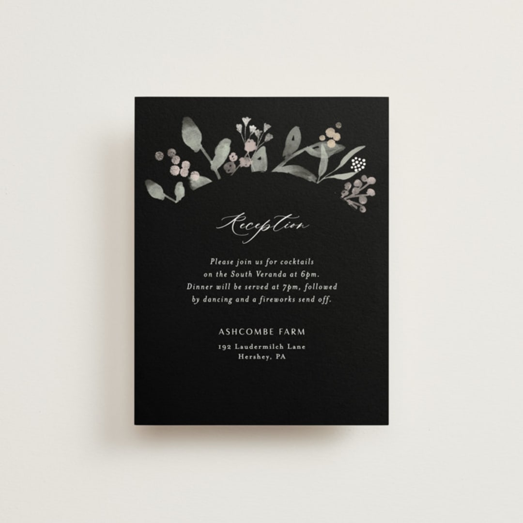 "Enchanted fields" - Reception Cards in Noir by Jennifer Wick - Front