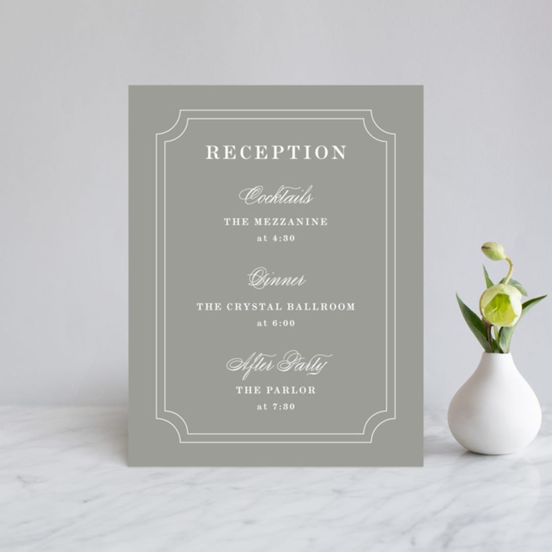 "Framed Details" - Reception Cards in Pebble by Kimberly FitzSimons - Front