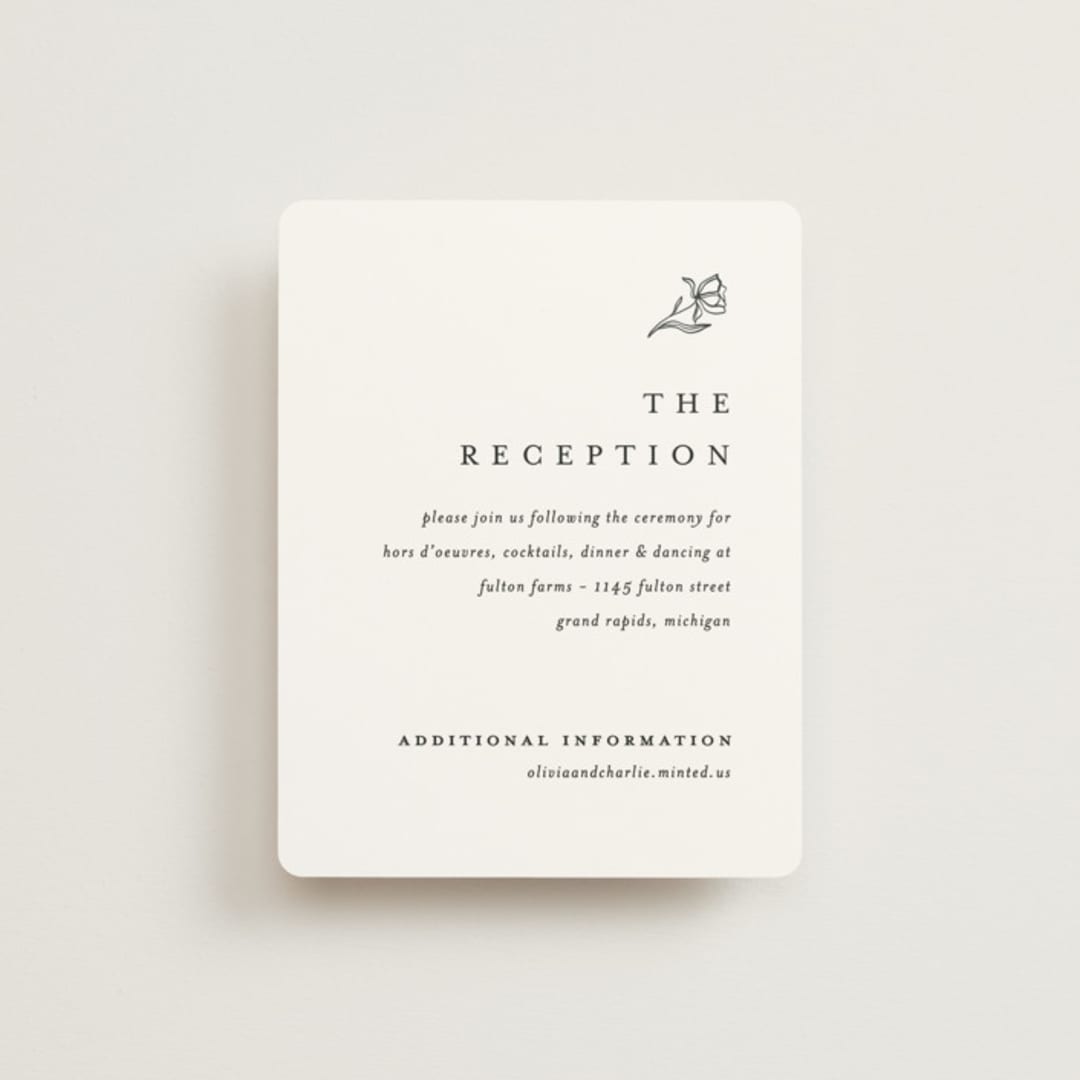 "Floral Cascade" - Reception Cards in Alpine by Pixel and Hank - Front