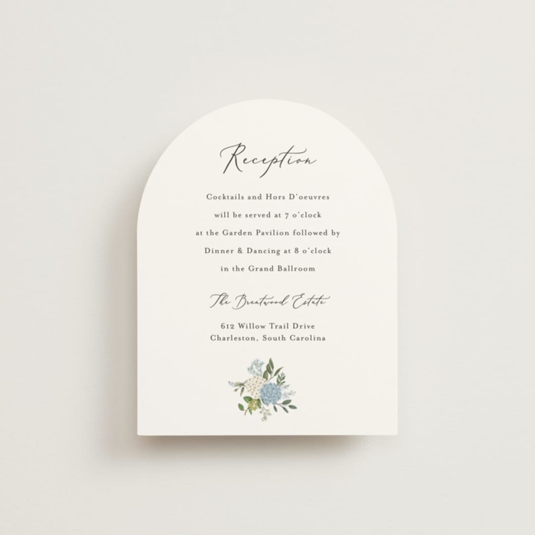 "Hydrangea Vine" - Reception Cards in Coastal by Susan Moyal - Front