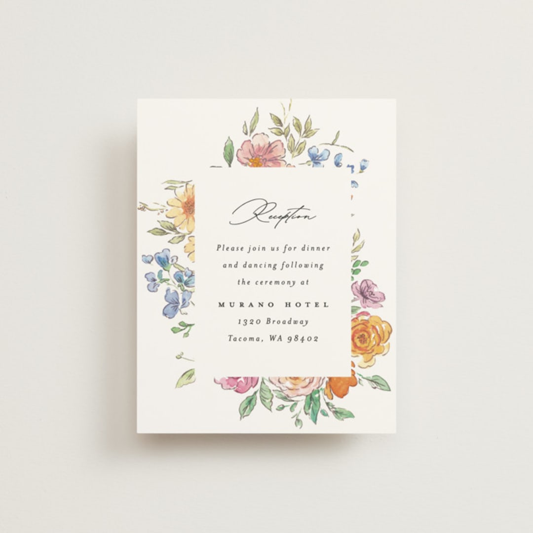 "Floral Pop" - Reception Cards in Tropical by Itsy Belle Studio - Front