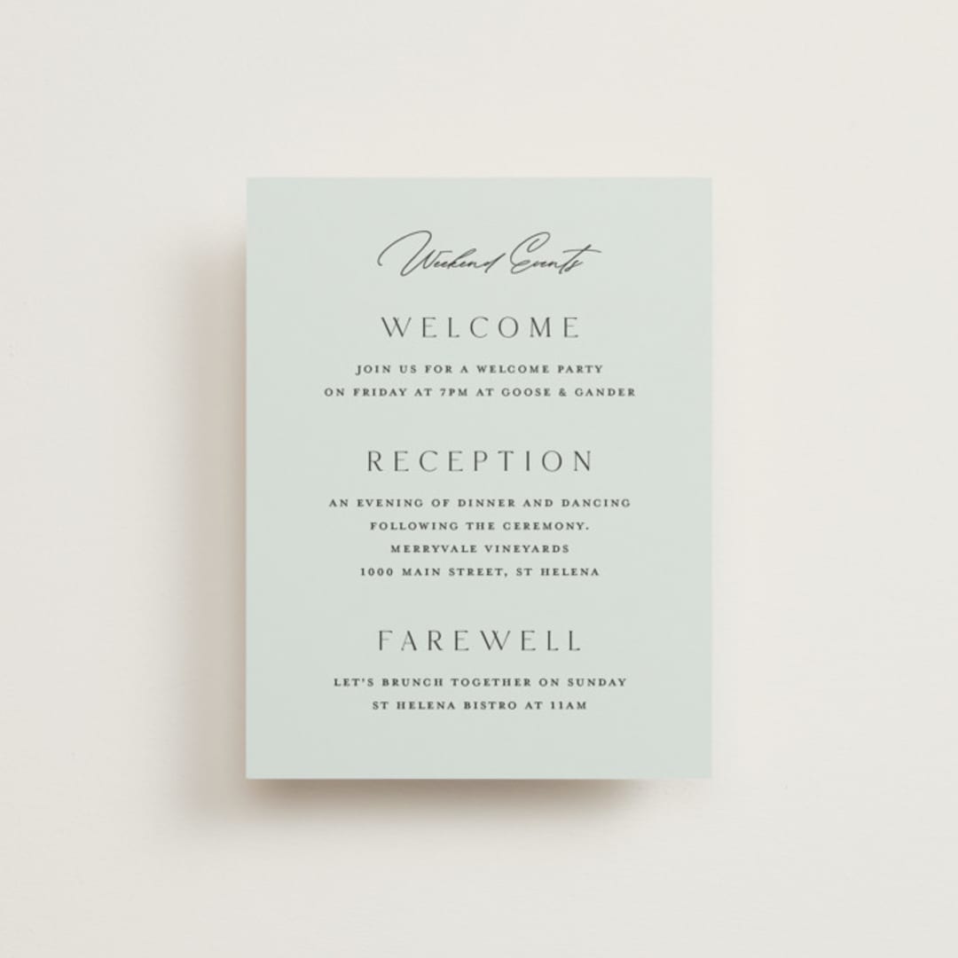 "Merryvale" - Reception Cards in Sky by Kelly Schmidt - Front