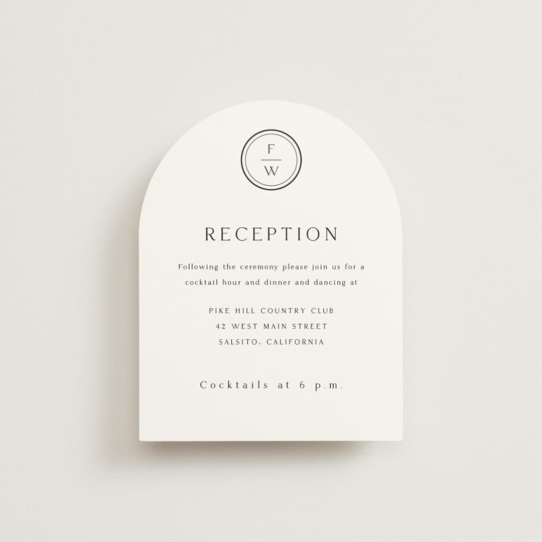 "Circle monogram" - Reception Cards in Cotton by Stacey Meacham - Front