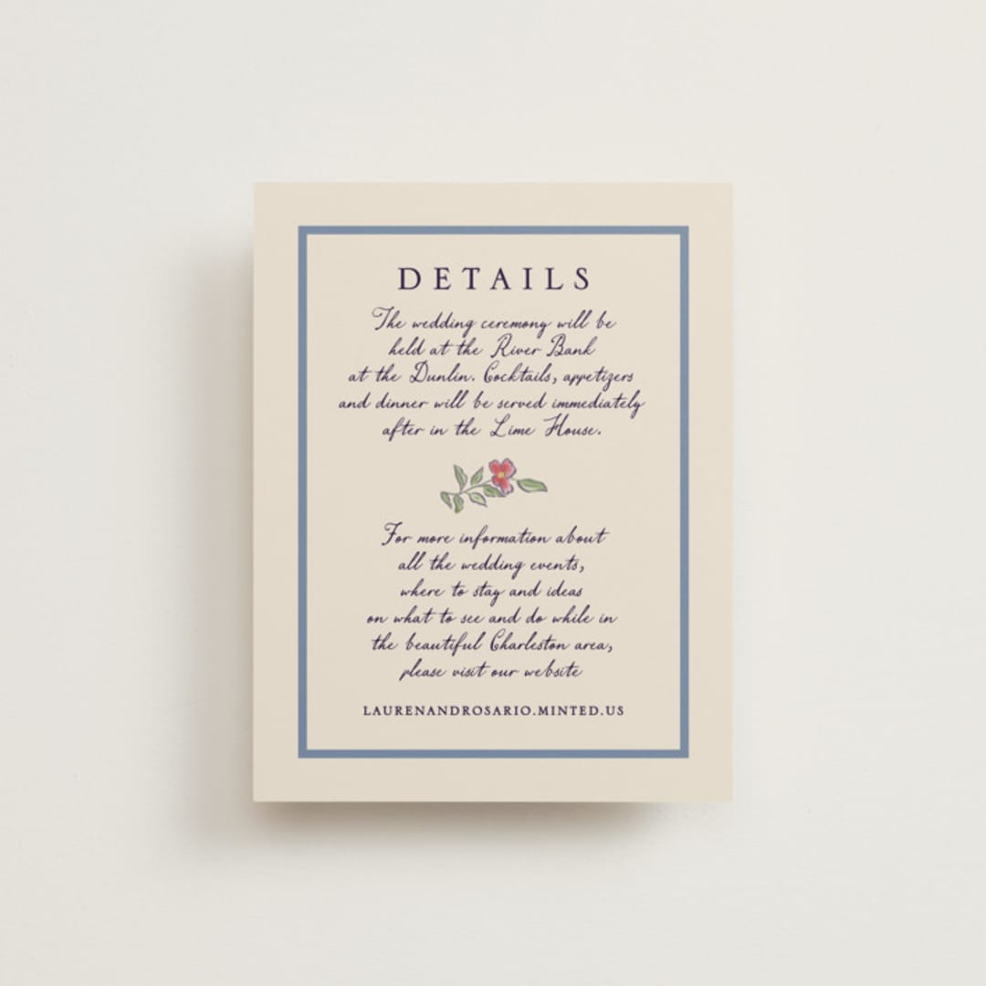 "A wedding in Low Country" - Reception Cards in Cornflower by Chris Griffith - Front