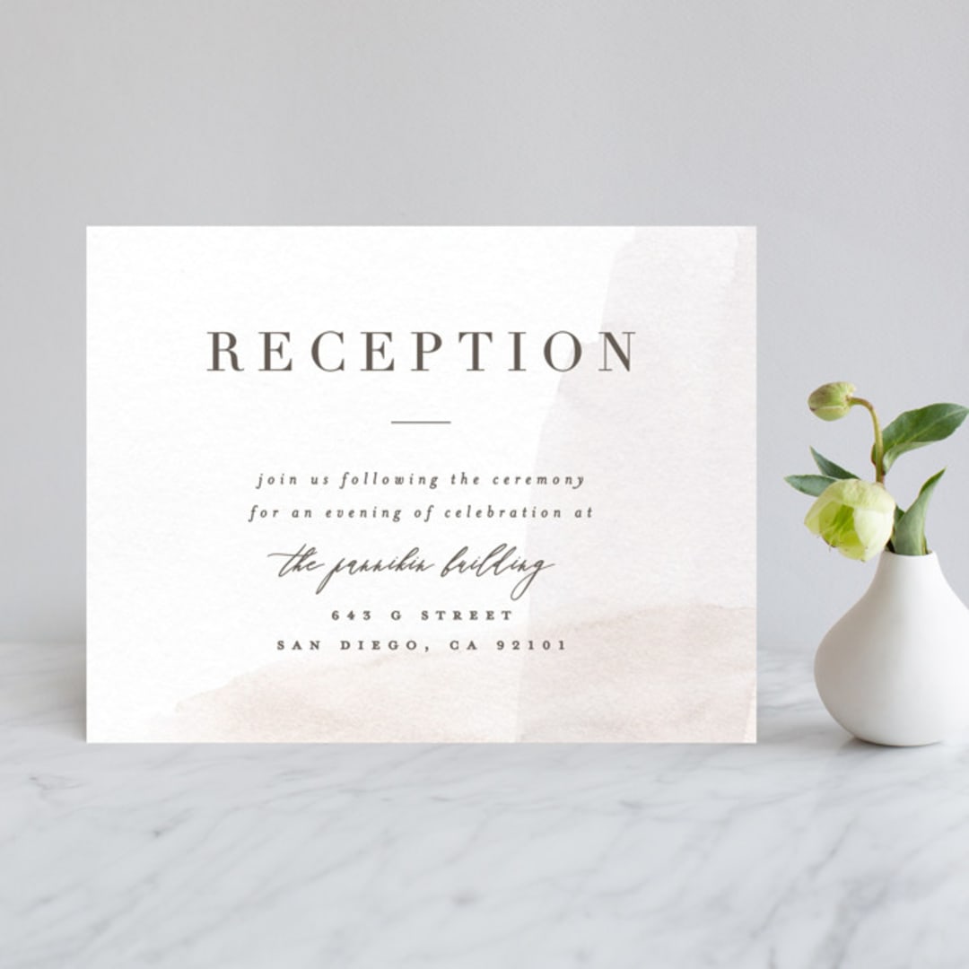 "Sloped" - Reception Cards in Ecru by Everett Paper Goods - Front