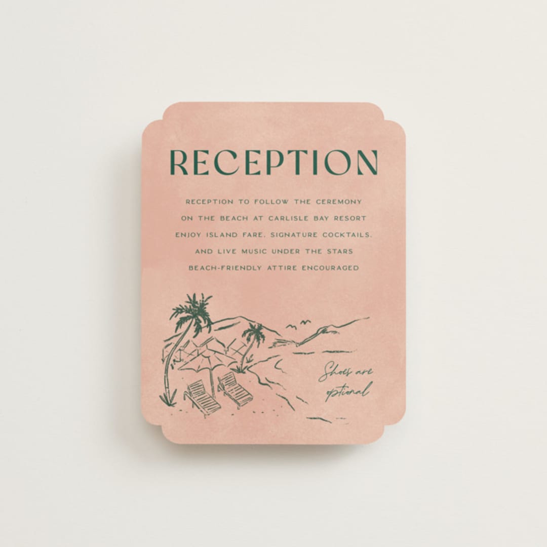 "Coastal Drift" - Reception Cards in Caribbean Citrus by Pixel and Hank - Front