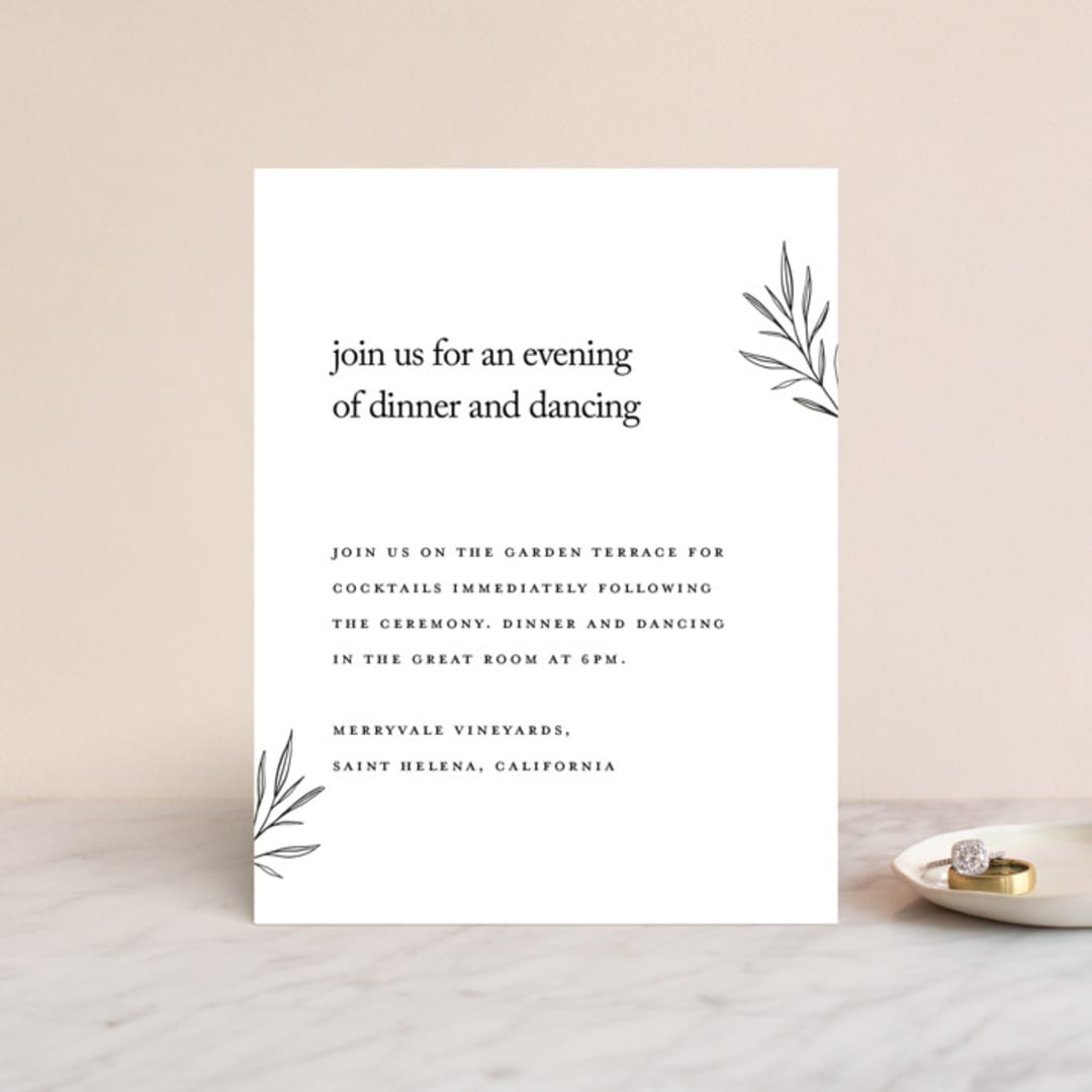 "Marlowe" - Reception Cards in Classy White by Kelly Schmidt - Front