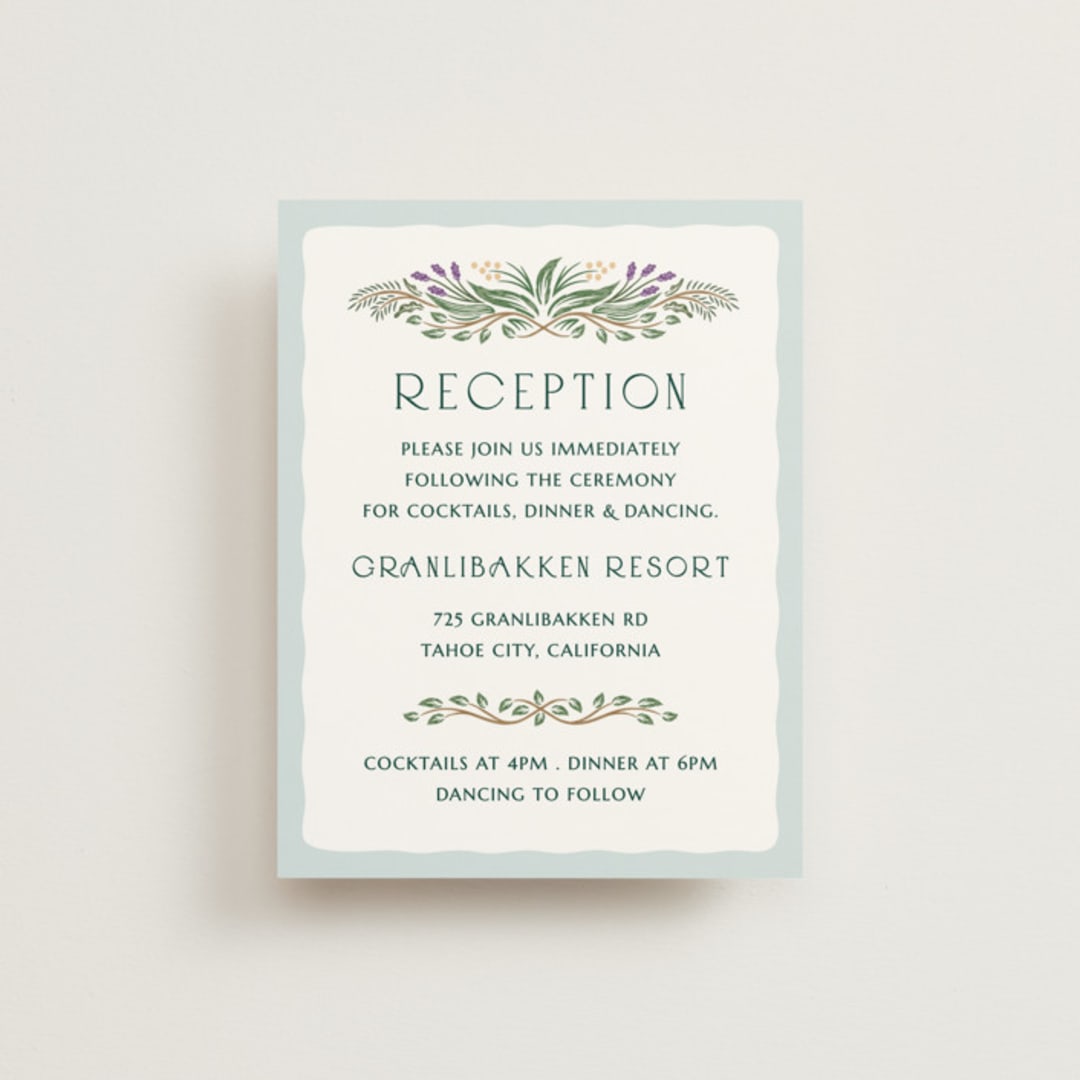 "Sierra" - Reception Cards in Spruce by Paper Sun Studio - Front