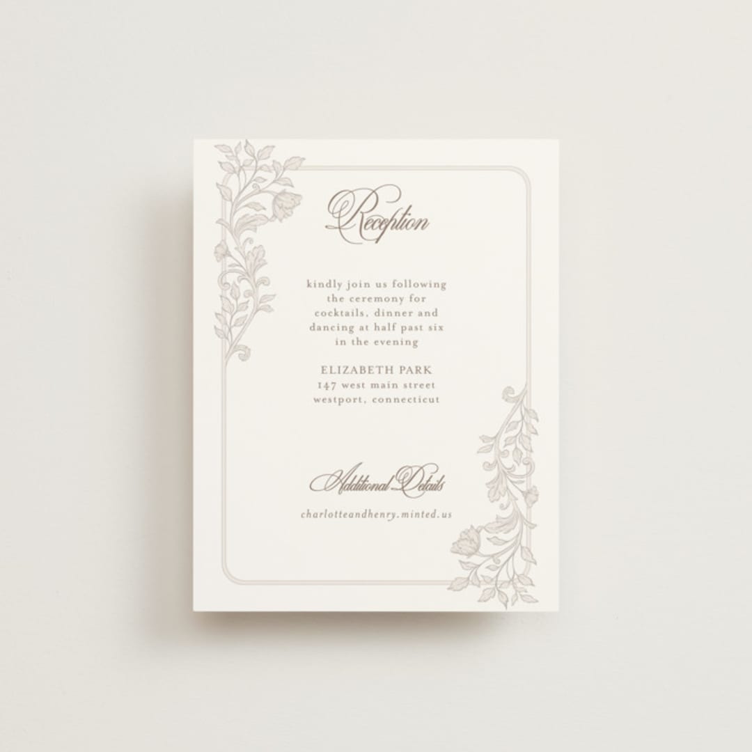 "vintage flourishes" - Reception Cards in Natural by BR Designs - Front