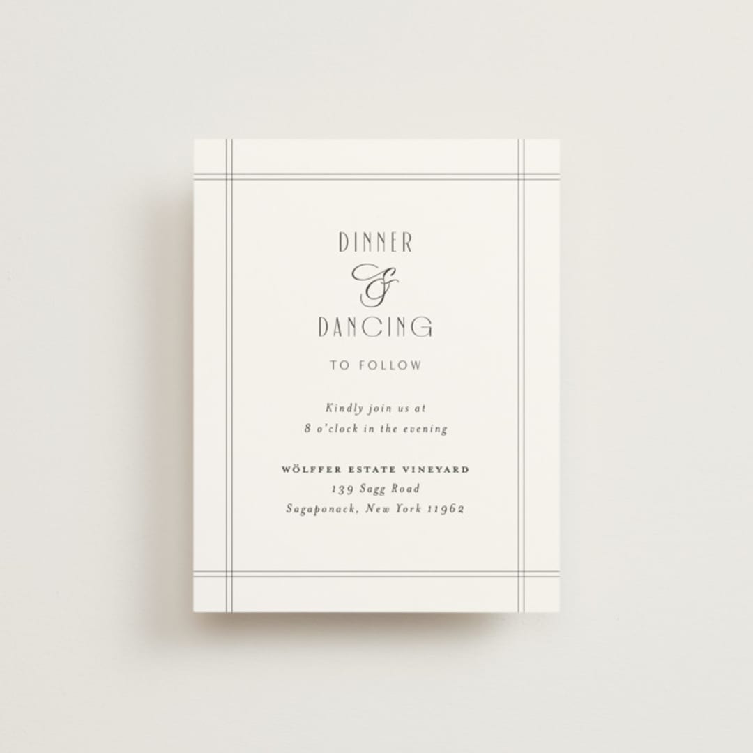 "Black Tie Elegance" - Reception Cards in Tuxedo by Nicoletta Savod - Front