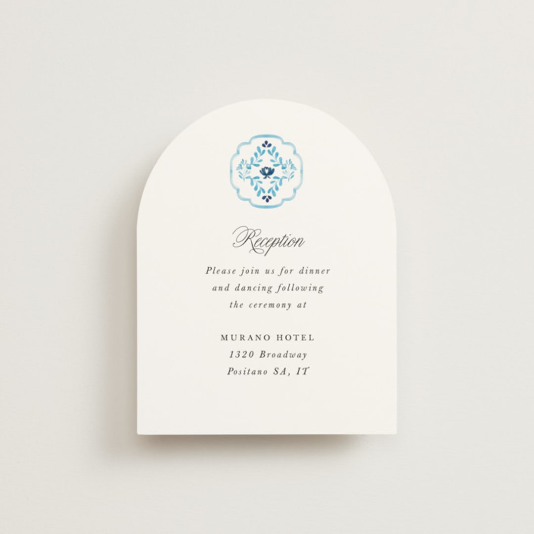 "Almafi" - Reception Cards in Cerulean by Itsy Belle Studio - Front