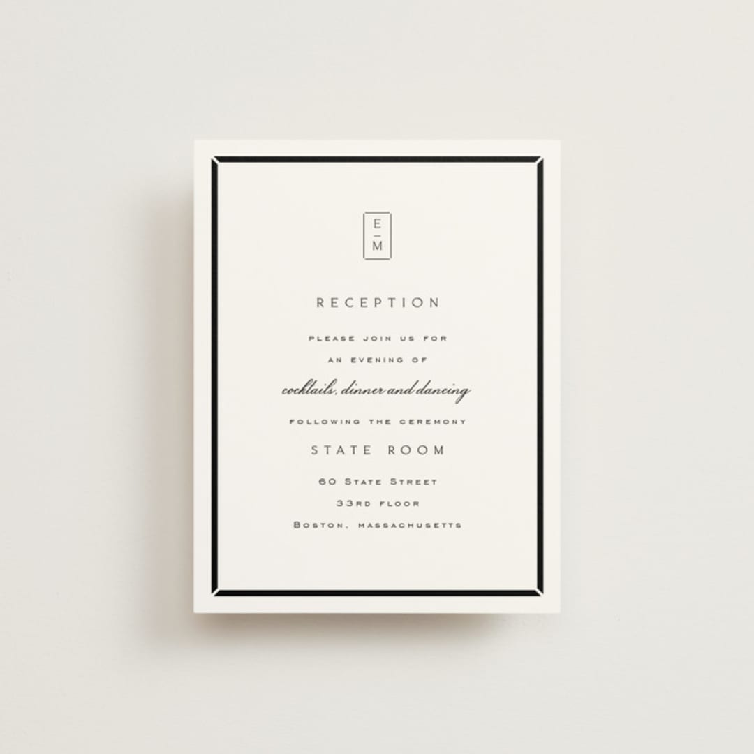 "Stripe Bevel" - Reception Cards in Salt by Amy Kross - Front
