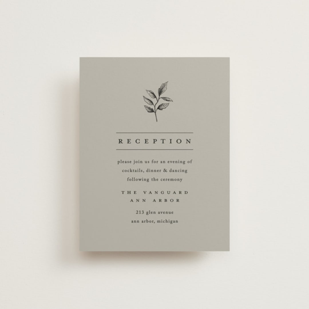 "White Oak" - Reception Cards in Dove by Amy Kross - Front