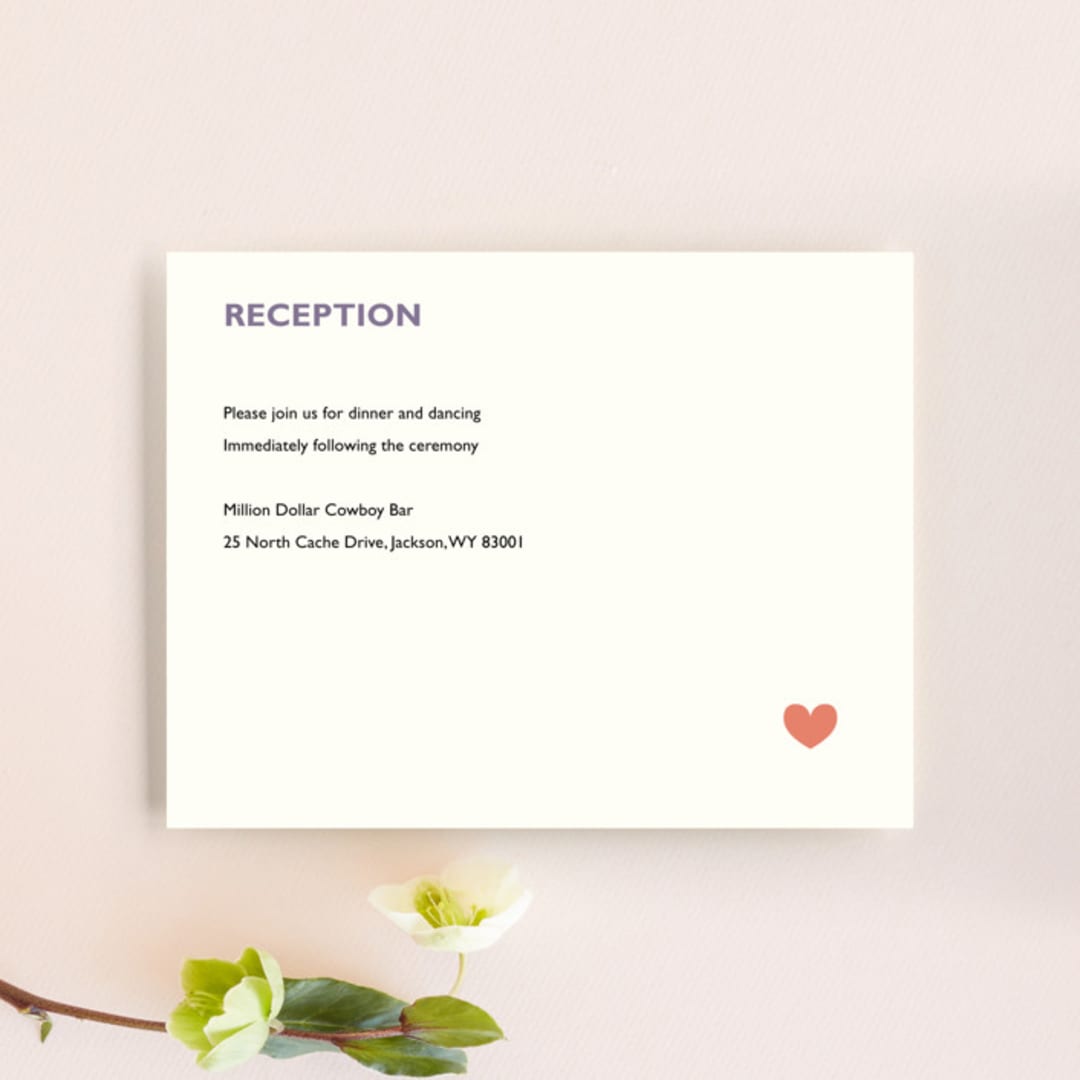 "Destination" - Reception Cards in Lilac Haze by leslie hamer - Front