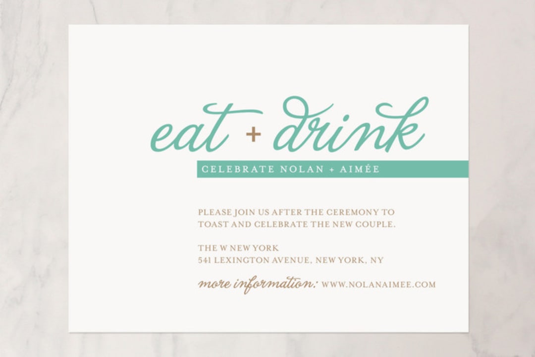 "Raising the Bar" - Reception Cards in Turquoise by R studio - Front