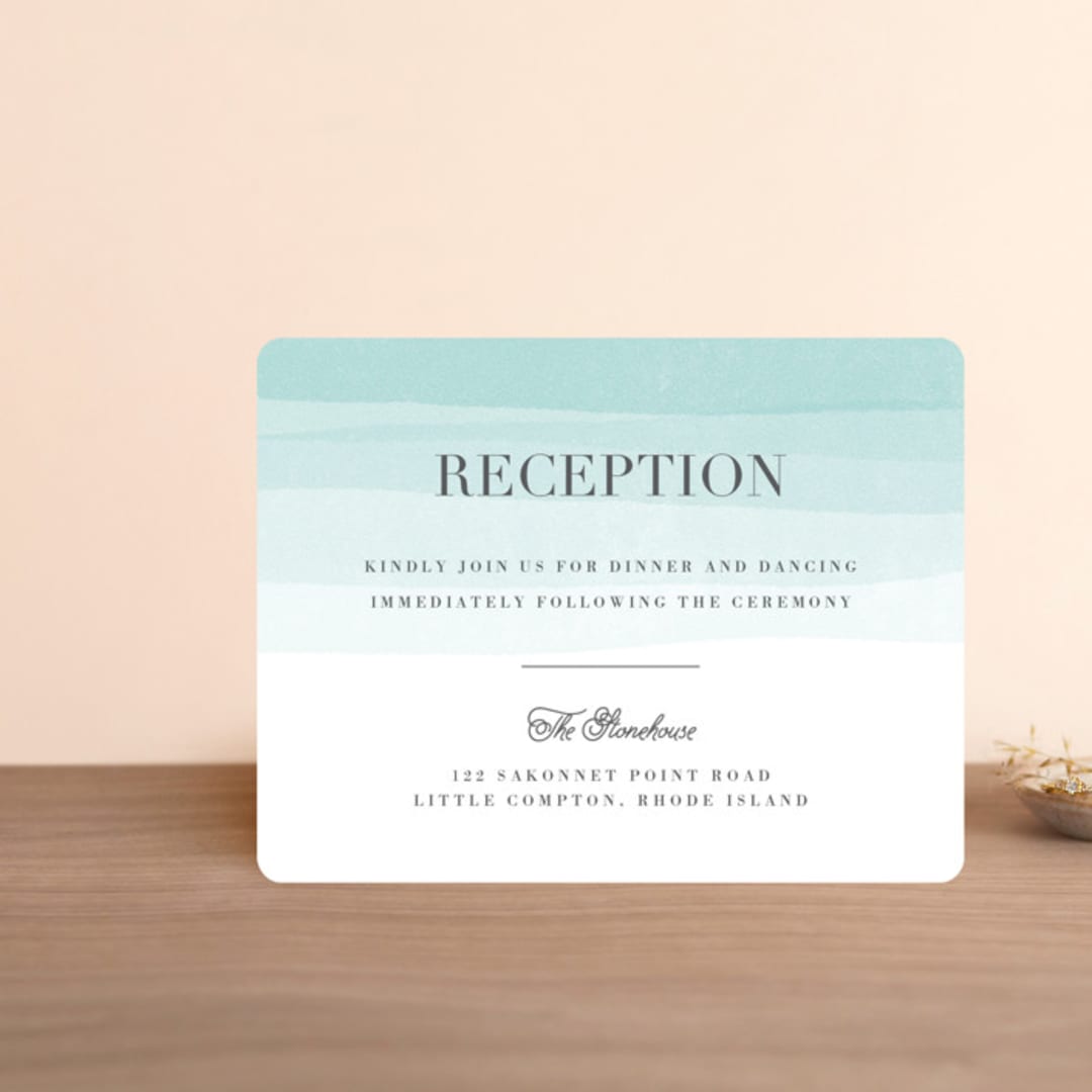 "Old Post Road" - Reception Cards in Sea Salt by Jennifer Wick - Front