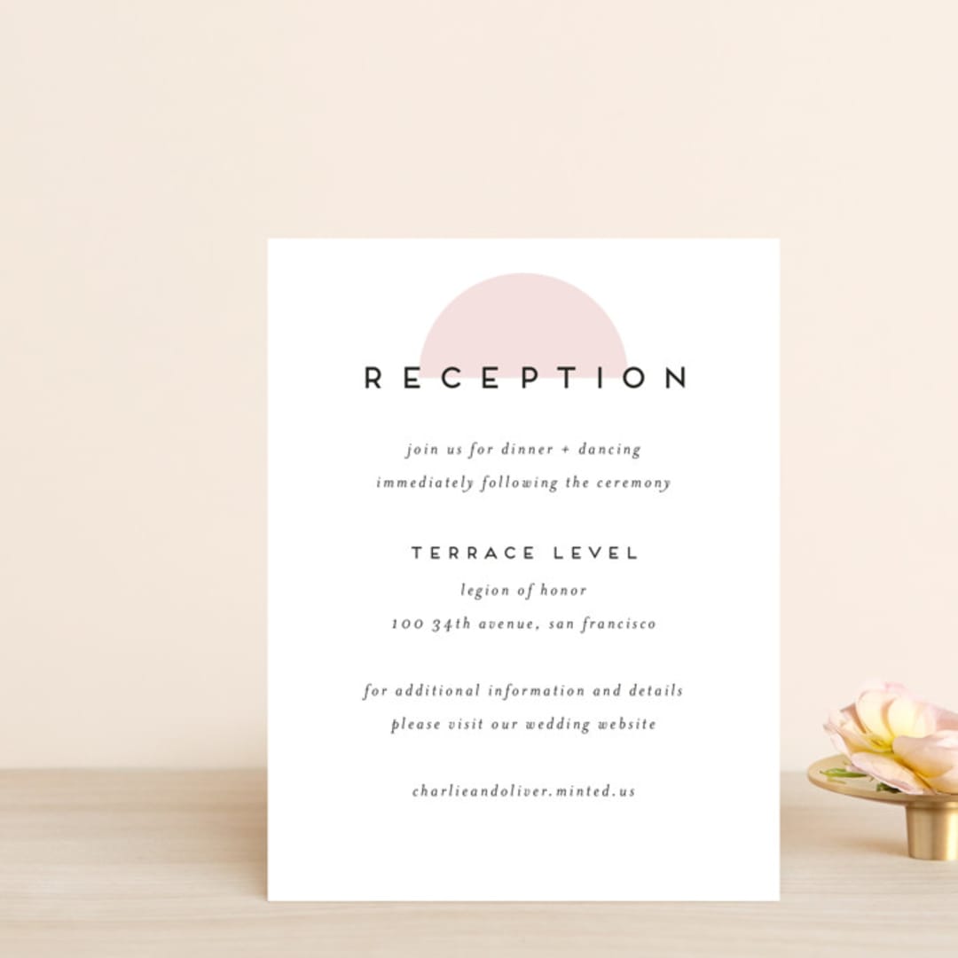 "Elementary" - Reception Cards in Dusty Rose by Katy Shen - Front