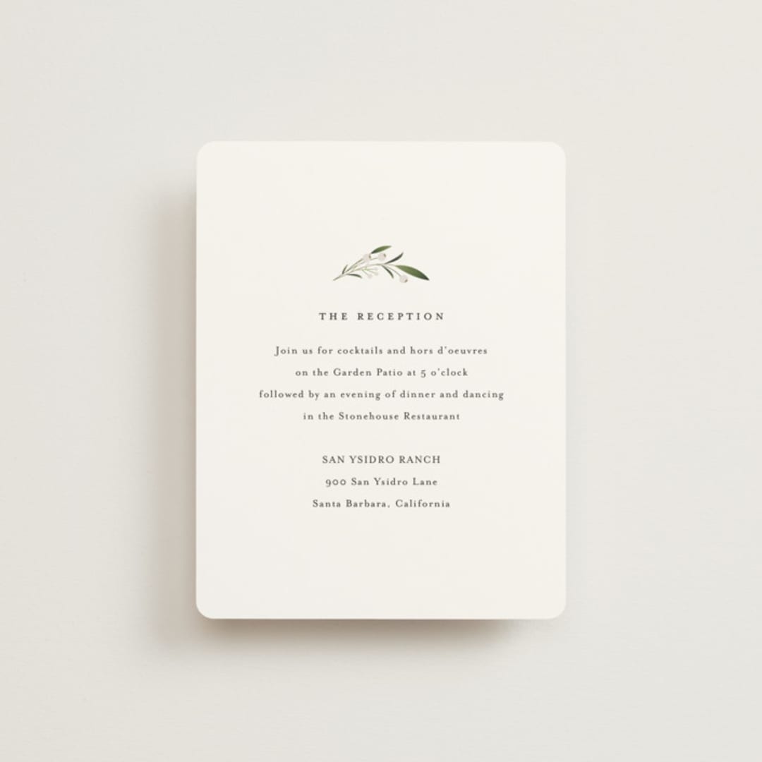 "Gentle Whisper" - Reception Cards in Cotton by Jennifer Postorino - Front