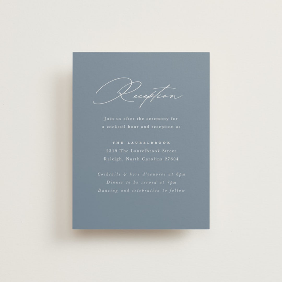 "Linen" - Reception Cards in Midnight by Ashley Rosenbaum - Front