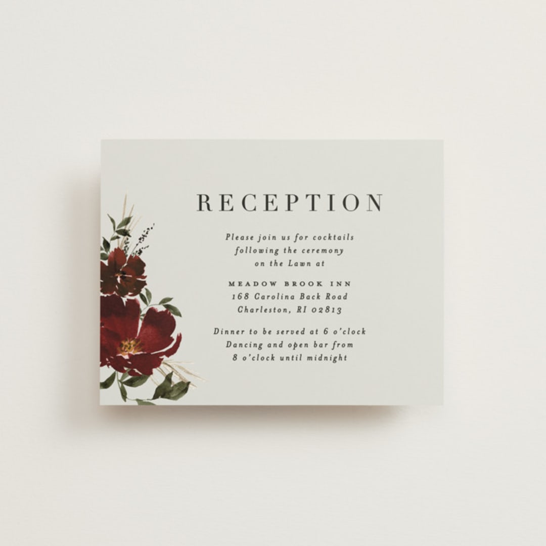 "harvest" - Reception Cards in Cabernet by Everett Paper Goods - Front