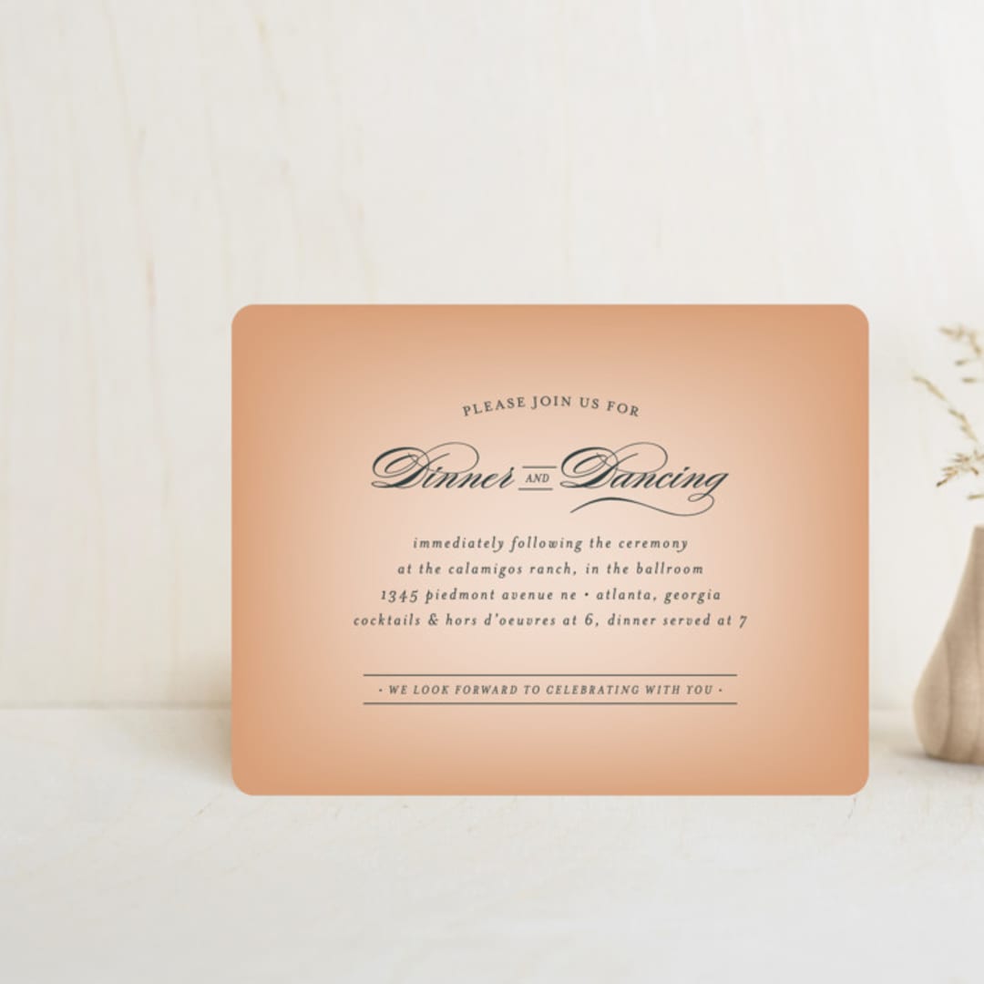 "Big City - Atlanta" - Reception Cards in Georgia Peach by Hooray Creative - Front