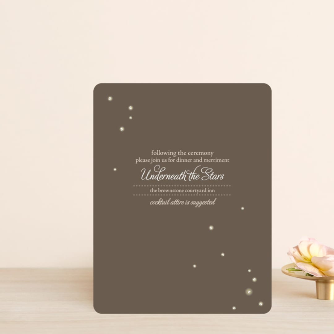 "Fireflies" - Reception Cards in Zuni Brown by Paige Rothhaar - Front