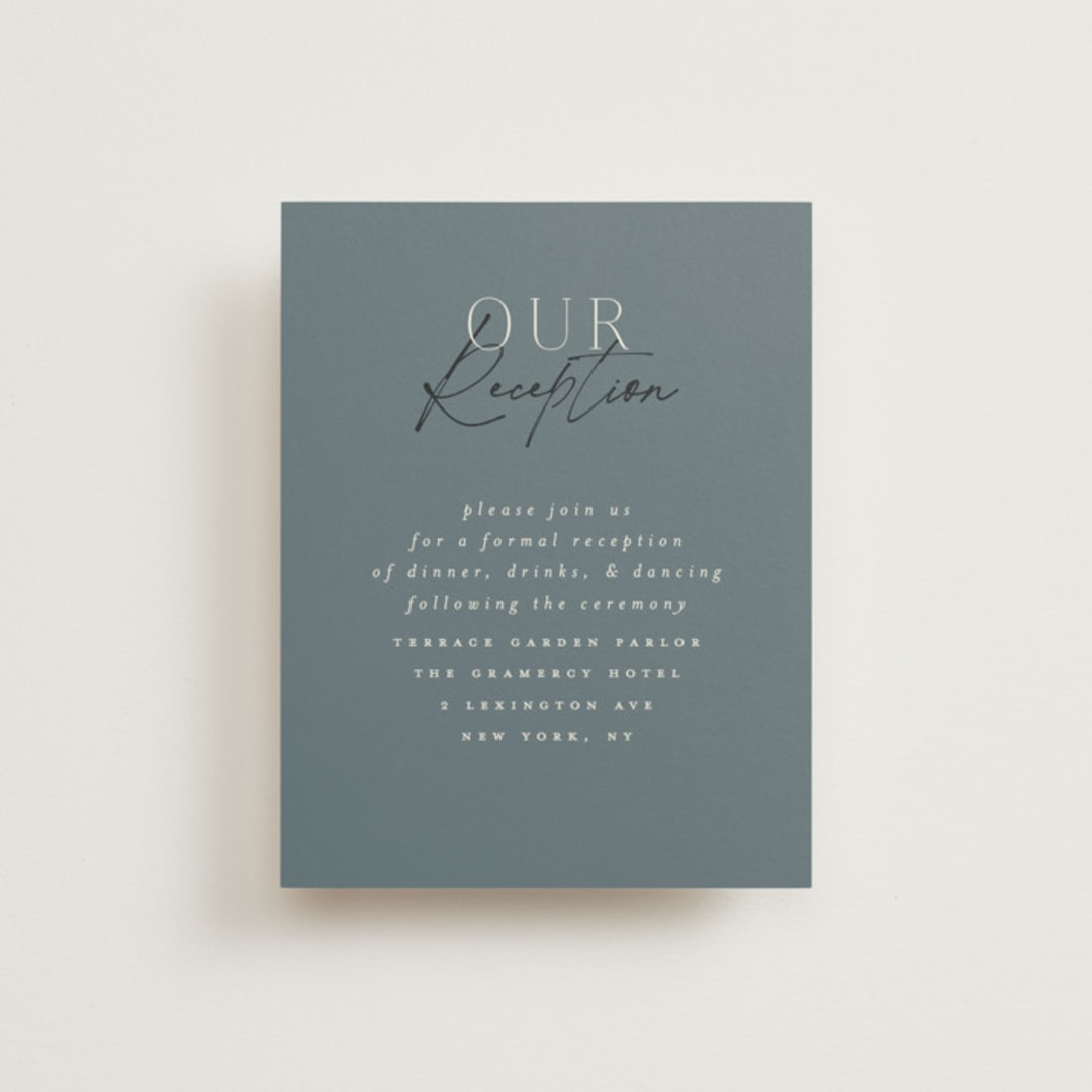 "Modern Traditionalist" - Reception Cards in Butterscotch by Morgan Kendall - Front